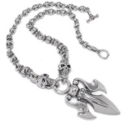 トラヴィスワーカー　TRAVIS WALKER　 The Trident w/2 Skull w/Integrated Royal Cross Links Necklace  NCS003