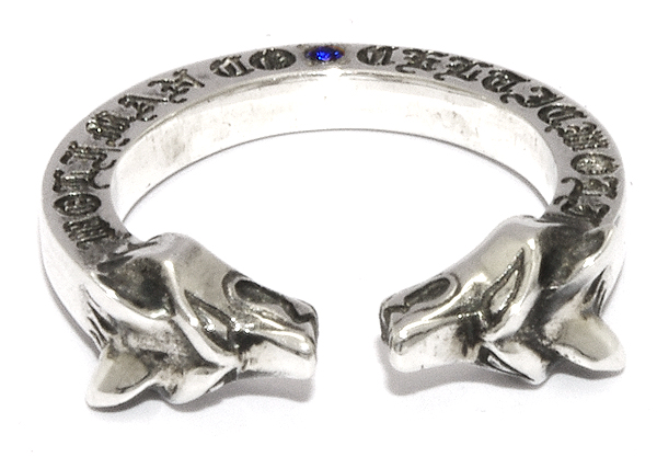 【ウルフマンBRS　リング】WOLFMAN B.R.S　Wヘッドストーンリング　WO-R-043