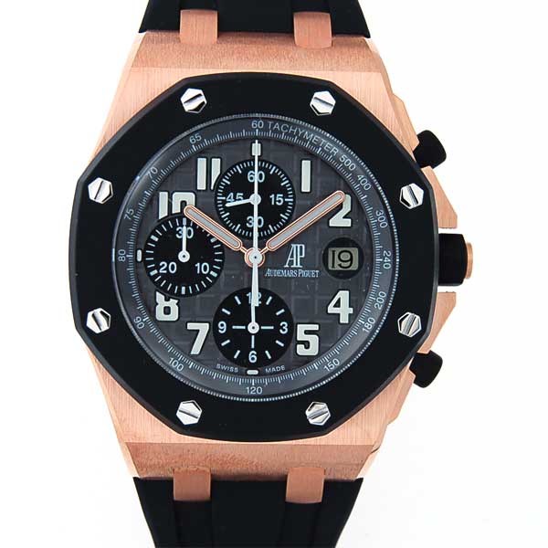 オーデマ・ピゲ　AUDEMARS PIGUET　ロイヤルオーク　オフショアクロノ　25094OK.OO.D002CA　グレー文字盤　18KPG　ラバーベルト
