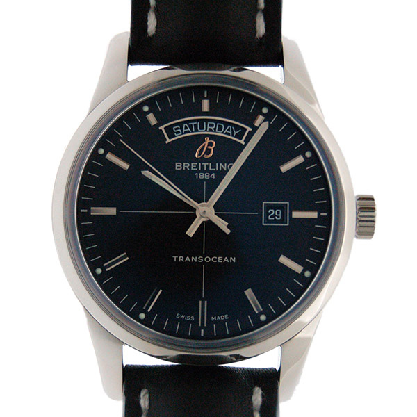ブライトリング　BREITLING　トランスオーシャン　デイデイト　A451B69KBA　43mm　SS　ブラック　　革ベルト　新品