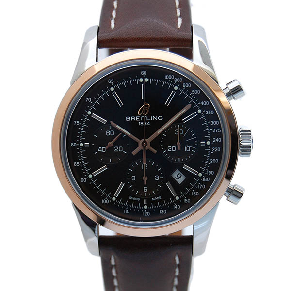 ブライトリング　BREITLING　トランスオーシャンクロノ　18KRGベゼル　U015Q94KBA　革ベルト　ブラウン　新品
