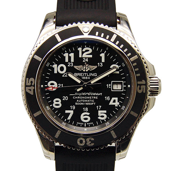 ブライトリング　BREITLING　スーパーオーシャン2　42　A182B67ORC　ブラック　ラバーベルト　SS　新品