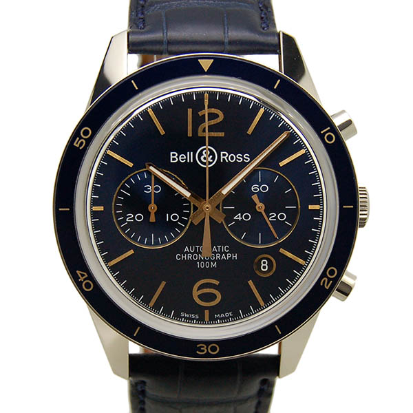 ベル＆ロス　BELL＆ROSS　ヴィンテージ アエロナバル クロノグラフ BR126　BRV126-BLU-ST/SCA　SS　43mm　ブルー　新品