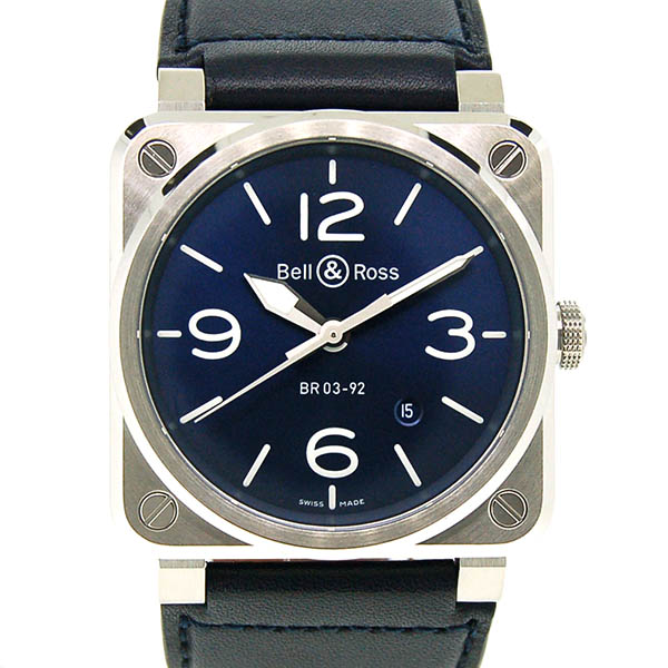 ベル＆ロス　BELL＆ROSS　BR03-92 ブルースチール　BR0392-BLU-ST/SCA　SS　42mm　ブルー　自動巻　革ベルト　新品