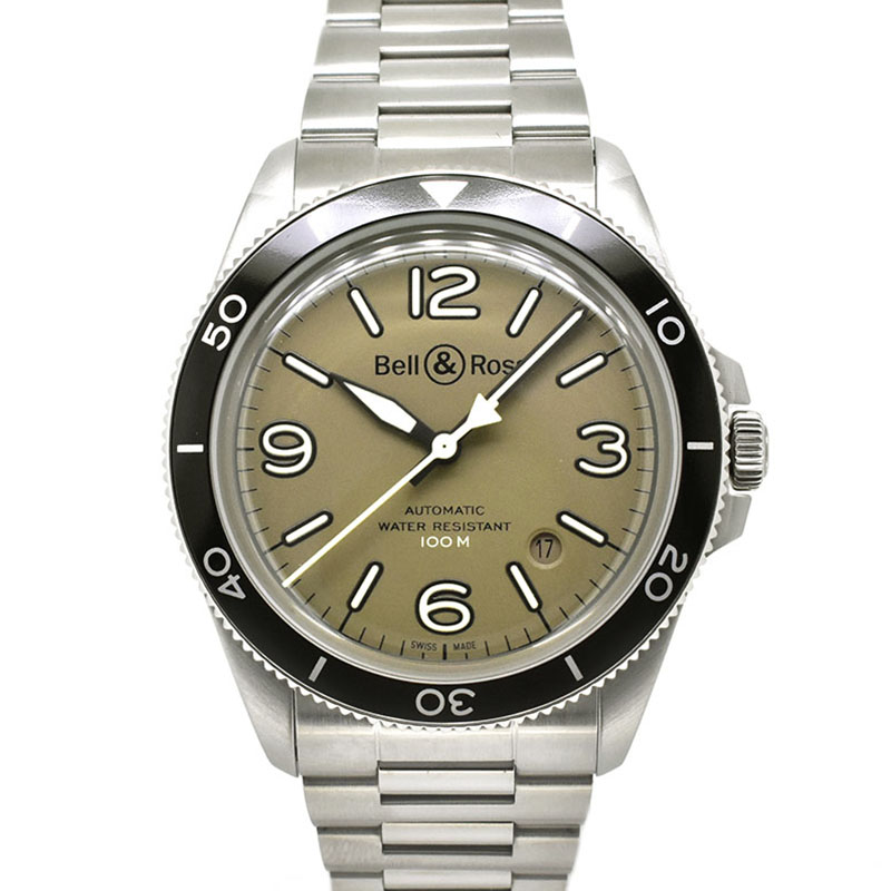 ベル＆ロス　BELL＆ROSS　BR V2-92 ヴィンテージ ミリタリーグリーン　BRV292-MKA-ST/SST　SS　カーキ　41mm　新品
