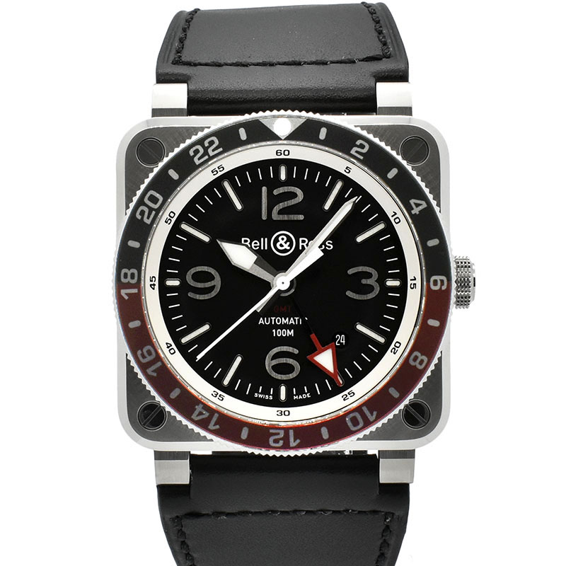 ベル＆ロス　BELL＆ROSS　BR03-93 GMT　BR0393-BL-ST/SCA　42mm　ブラック　新品
