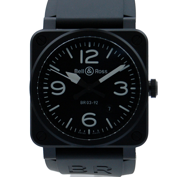 ベル＆ロス　BELL＆ROSS　BR0392-BL-CE/SRB　BR03-92　ブラックマット　セラミック　42mm　ブラック　ラバーベルト　新品