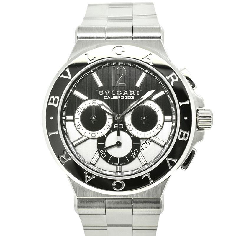 ブルガリ　BVLGARI　ディアゴノ カリブロ303 クロノグラフ　DG42BSSDCH　ブラック/シルバー　42mm　新品
