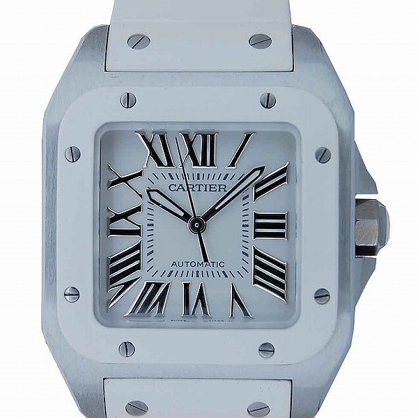 カルティエ　CARTIER　サントス100　SS/MM　ラバー　W20129U2　ホワイト　新品
