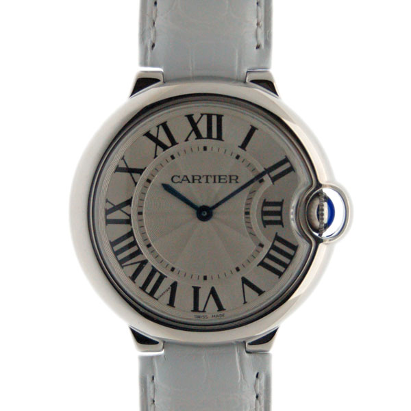 カルティエ　CARTIER　バロンブルー　ユニセックス　W6920087　クォーツ　シルバー　36mm　白革ベルト　新品