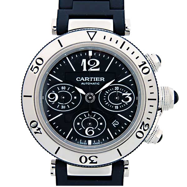 カルティエ　CARTIER　パシャ　シータイマークロノ　W31088U2　自動巻き　ラバーコーティングブレス　新品