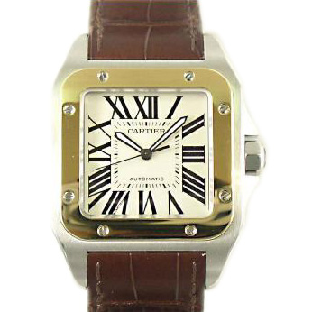 カルティエ　CARTIER　サントス100　K18コンビ　W20072X7 　自動巻き　メンズ　革ベルト