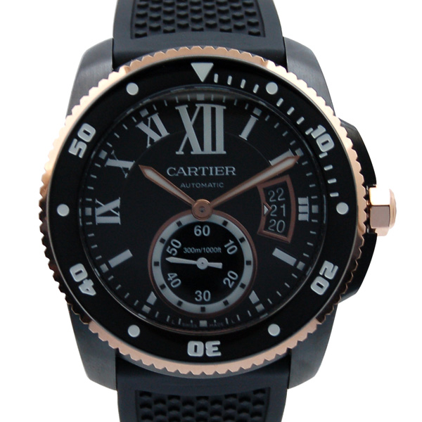 カルティエ　CARTIER　カリブル　ドゥ　ダイバー　18KPG　DLC加工　W2CA0004　ラバー　新品