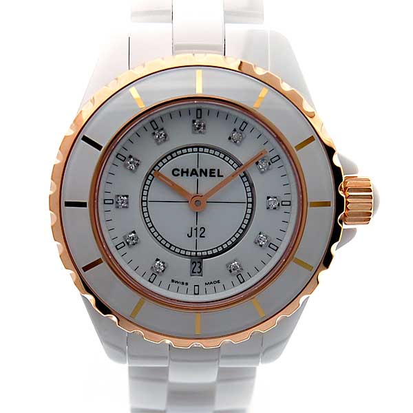 シャネル　CHANEL　J12　H2181　ホワイトセラミック　レディース　33mm　11Pダイヤ　PGベゼル　新品