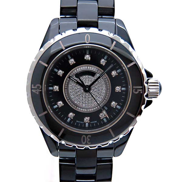 シャネル　CHANEL　J12　黒セラミック　H2122　センターメレダイヤ　33mm　レディース　新品