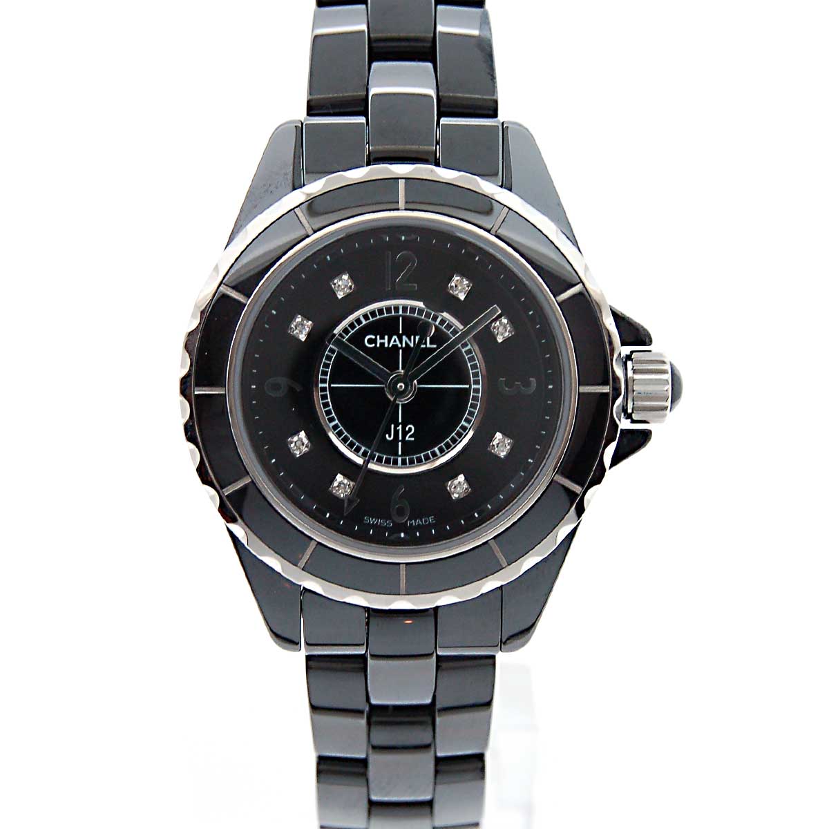 シャネル　CHANEL　J12　H2569　ブラックセラミック　レディース　29mm　8Pダイヤ　新品