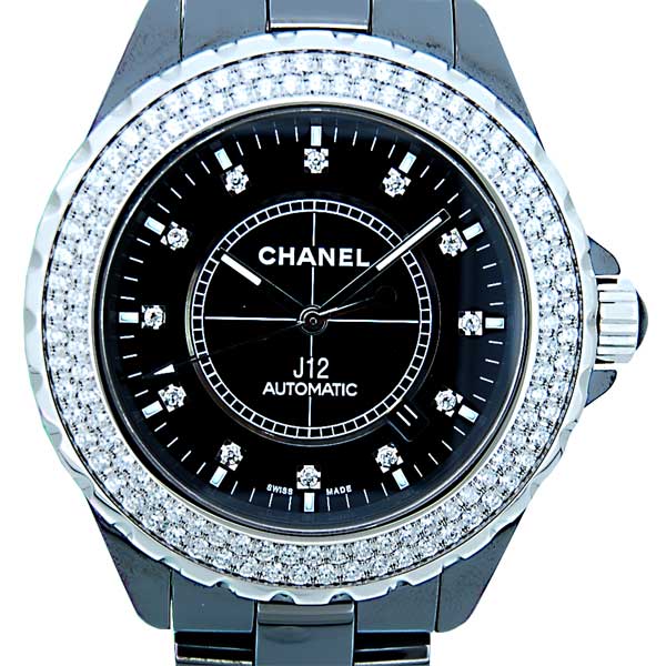シャネル　CHANEL　J12　H2014　ベゼルダイヤ　メンズ　セラミック　自動巻き　42mm　200m防水　ブラック