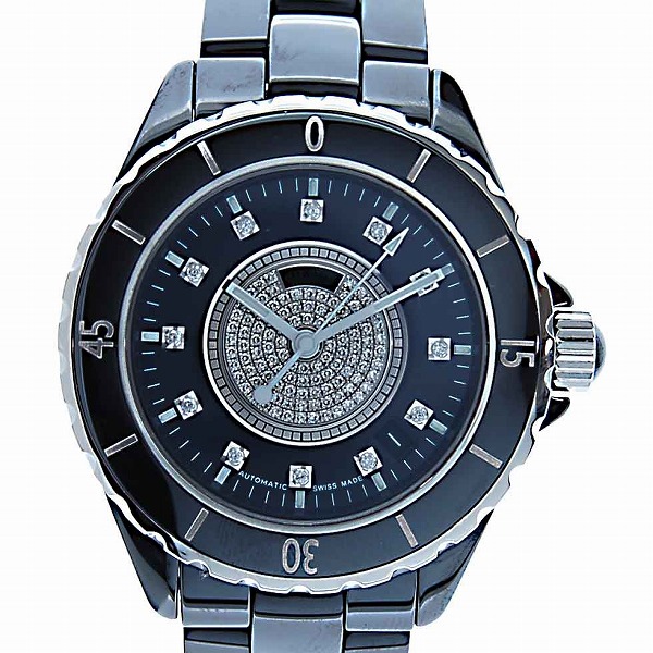 シャネル　CHANEL　J12　ブラックセラミック　12P＆メレダイヤ　H1757　自動巻き　38mm　J12