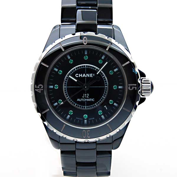 シャネル　CHANEL　J12　黒セラミック　H2131　メンズ　自動巻　38mm　12Pエメラルド　新品特価