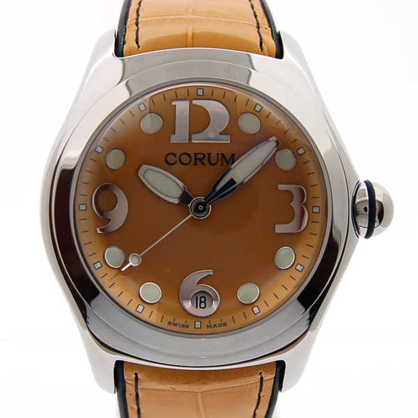 コルム　CORUM　バブル　メンズ　イエロー　クォーツ　45mm　革ベルト　新品