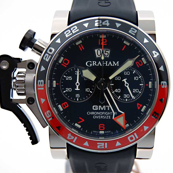 グラハム　GRAHAM　クロノファイター　オーバーサイズ　ビッグデイト　GMT　2OVASGMT.B01A.K10B　黒文字盤　SS　47mm
