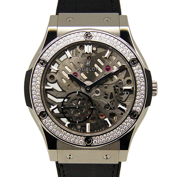ウブロ　HUBLOT　クラシックフュージョン クラシコ ウルトラシン スケルトン ベゼルダイヤ　545.NX.0170.LR.1104　チタン　42mm　新品