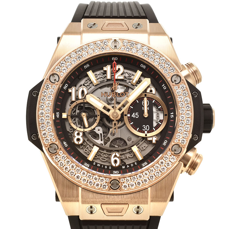 ウブロ　HUBLOT　ビッグバン ウニコ キングゴールド ベゼルダイヤ　411.OX.1180.RX.1104　ラバーベルト　45mm　新品