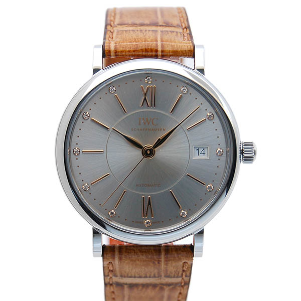 IWC　ポートフィノ　ミッドサイズ　IW458101　SS　12Pダイヤ　37mm　シルバー　革ベルト　新品