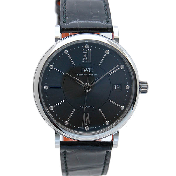 IWC　ポートフィノ　ミッドサイズ　IW458102　SS　12Pダイヤ　37mm　グレー　革ベルト　新品