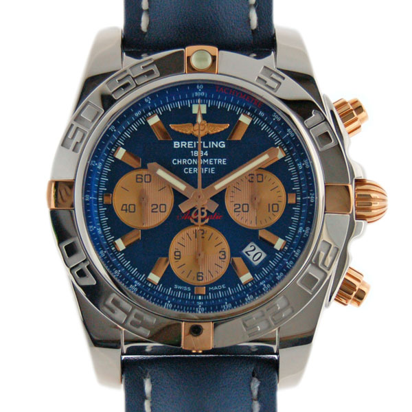 ブライトリング　BREITLING　クロノマット44　ビコロ　B011C90KBA　ブルー　革　新品