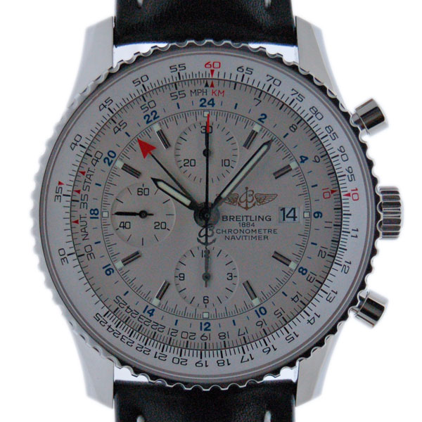 ブライトリング　BREITLING　ナビタイマーワールド　A242G71KBA　シルバー　革　新品