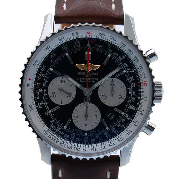 ブライトリング　BREITLING　ナビタイマー01　A022B01KBA　自動巻　ブラック　SS　ブラウンベルト　43mm　新品
