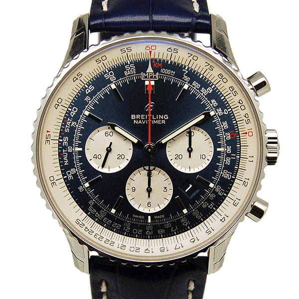 ブライトリング　BREITLING　ナビタイマー1　B01　46mm　A017C-1WBA　SS　ブルー　革ベルト　新品