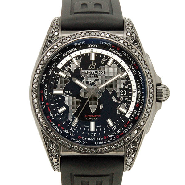 ブライトリング　BREITLING　ギャラクティック ユニタイム ブラックスティール　MB3510AU/BF07　SS　ラバーベルト　44mm　世界100本限定　ブラックダイヤ　新品