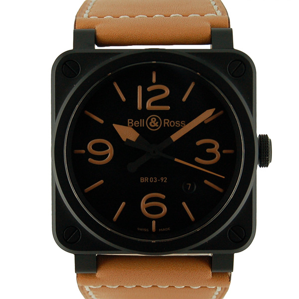 ベル＆ロス　BELL＆ROSS　BR03-92　ヘリテージ　セラミック　42mm　ブラック　革ベルト　新品