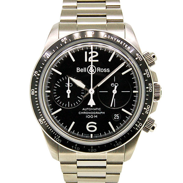 ベル＆ロス　BELL＆ROSS　ヴィンテージ ブラックスティール クロノグラフ　BRV294-BL-ST/SST　41mm　新品