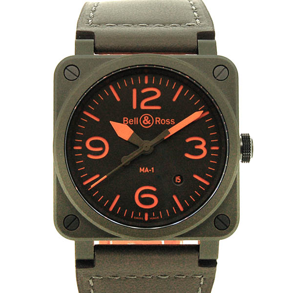 ベル＆ロス　BELL＆ROSS　BR0392-KAO-CE/SCA　BR03-92 MA-1　セラミック　42mm　ブラック　革ベルト　世界999本限定　新品