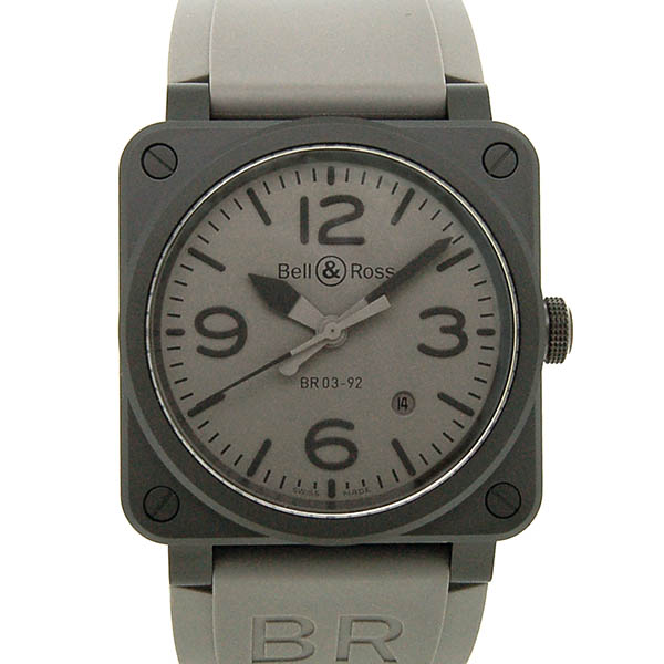 ベル＆ロス　BELL＆ROSS　BR03-92 コマンドー　BR0392-COMMANDO-CE　セラミック　ラバーベルト　42mm　グレー　新品