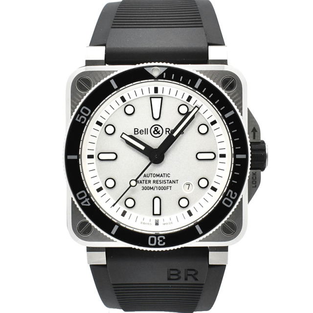 ベル＆ロス　BELL＆ROSS　BR0392-D-WH-ST/SRB　BR03-92　ダイバー　ラバー　42mm　ホワイト　新品