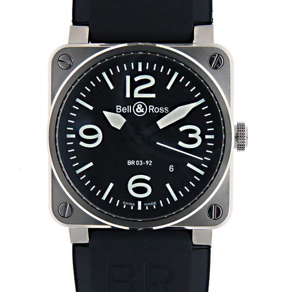 ベル＆ロス　BELL＆ROSS　BR03-92　SS　42mm　ブラック　自動巻　ラバー　新品