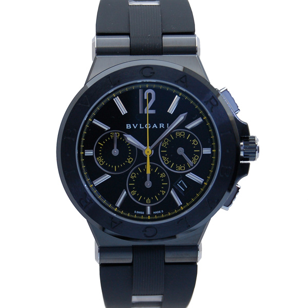 ブルガリ　BVLGARI　ディアゴノ　ウルトラネロ　クロノグラフ　DG42BBSCVDCH/2　ブラック　ラバー　新品