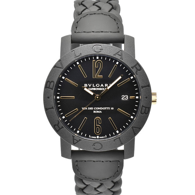ブルガリ　BVLGARI　ブルガリブルガリ　カーボンゴールド　BBP40BCGLD/N　メンズ　40mm　ブラック　革ベルト　新品