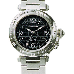 カルティエ　CARTIER　パシャCメリディアン　GMT　W31049M7　ブラック　生産終了　ビッグデイト　ボーイズ　35mm