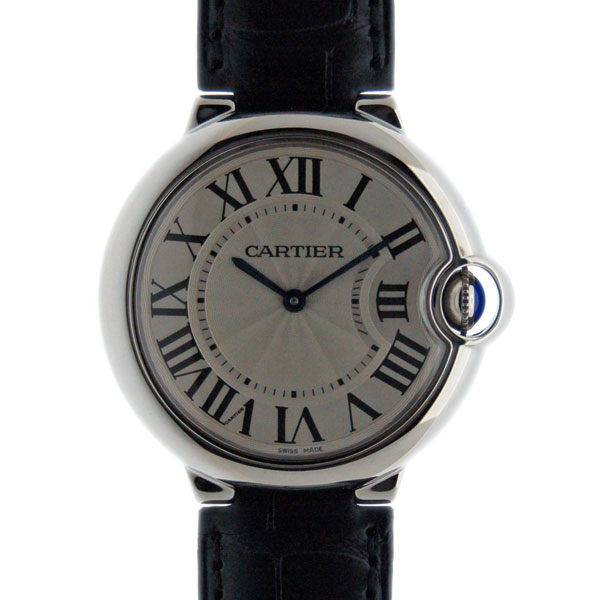 カルティエ　CARTIER　バロンブルー　ユニセックス　W6920087　クォーツ　シルバー　36mm　黒革ベルト　新品