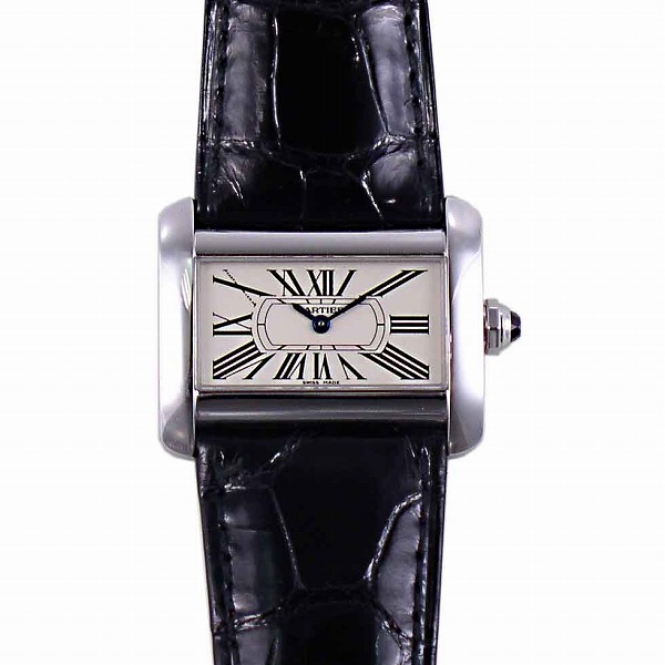 カルティエ　CARTIER　ミニ　ディヴァン　SS　レディースサイズ　W6300255　クオーツ　クロコストラップ　セレブにぴったり