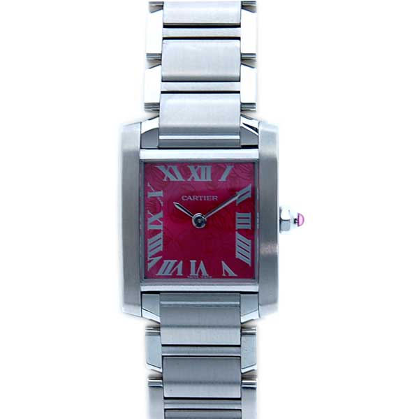 カルティエ　CARTIER　タンクフランセーズSS/SM　レディース　W51030Q3　ラズベリーダイアル　10周年記念