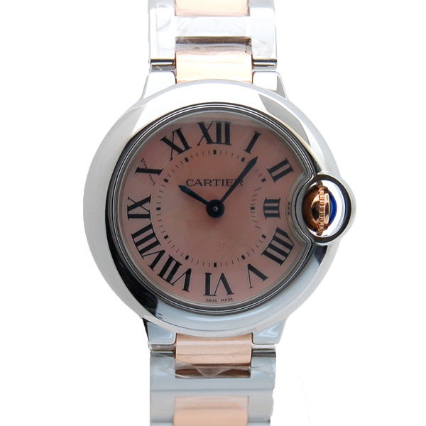 カルティエ　CARTIER　バロンブルー　18KPG/SS　レディース　コンビ　W2BB0009　ピンクシェル　クォーツ　28mm　新品