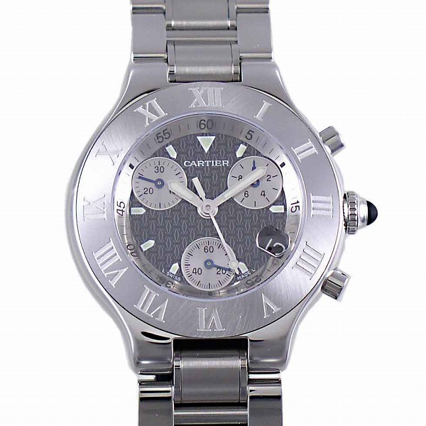 カルティエ　CARTIER　マスト21　クロノスカフ　SS　W10172T2　ステンレスブレス　クォーツ