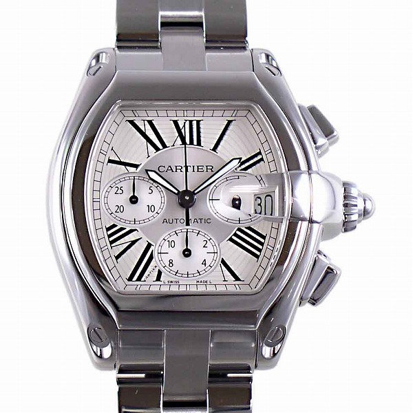 カルティエ　CARTIER　ロードスタークロノ　シルバー　W62019X6　自動巻き　替えベルト付き　メンズ　新品