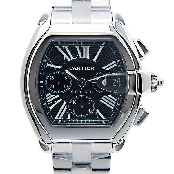 カルティエ　CARTIER　ロードスタークロノ　ブラック　W62020X6　自動巻き　替えベルト付